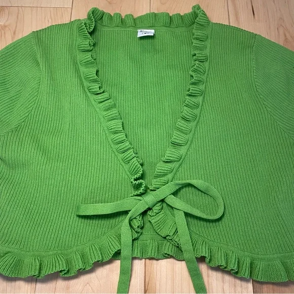 Green Ruffled Knit Top - Picture 2 of 6